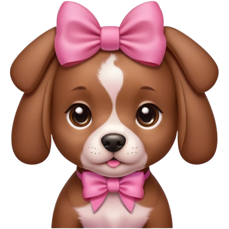 A cute girl brown puppy with a pink bow on her head emoji