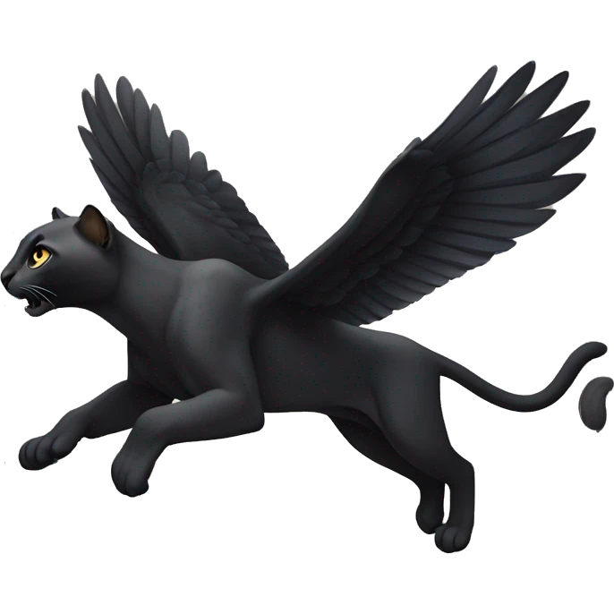 winged black puma flying emoji