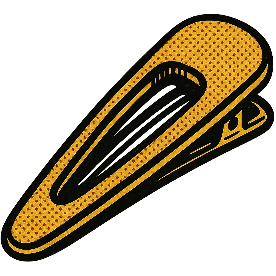 hairclip, bold lines, old school comic book style emoji