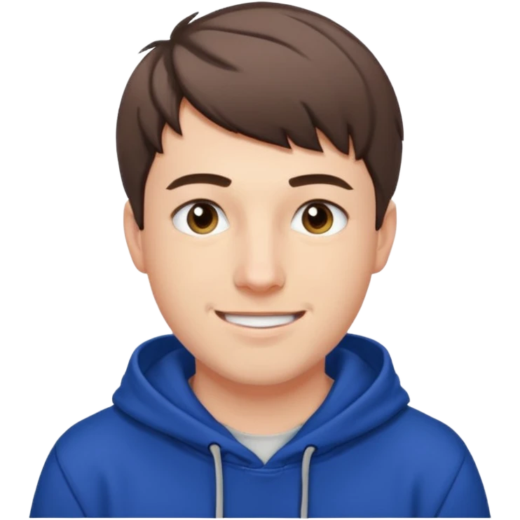 Draw MrBeast in casual hoodie with short hair & friendly smile. emoji