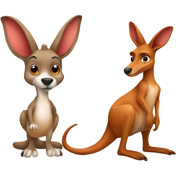 red kangaroo with dog emoji