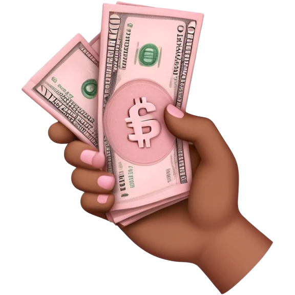 Medium brown hand holding Light pink money emoji