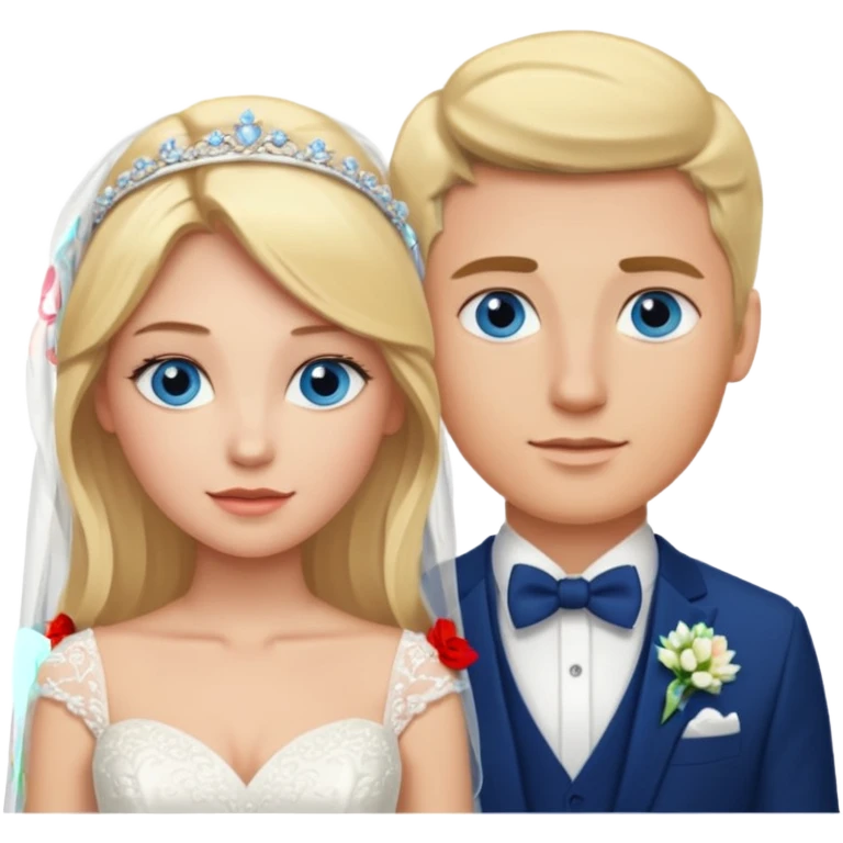 Blonde wife and blonde husband getting married Both Blue eyes emoji