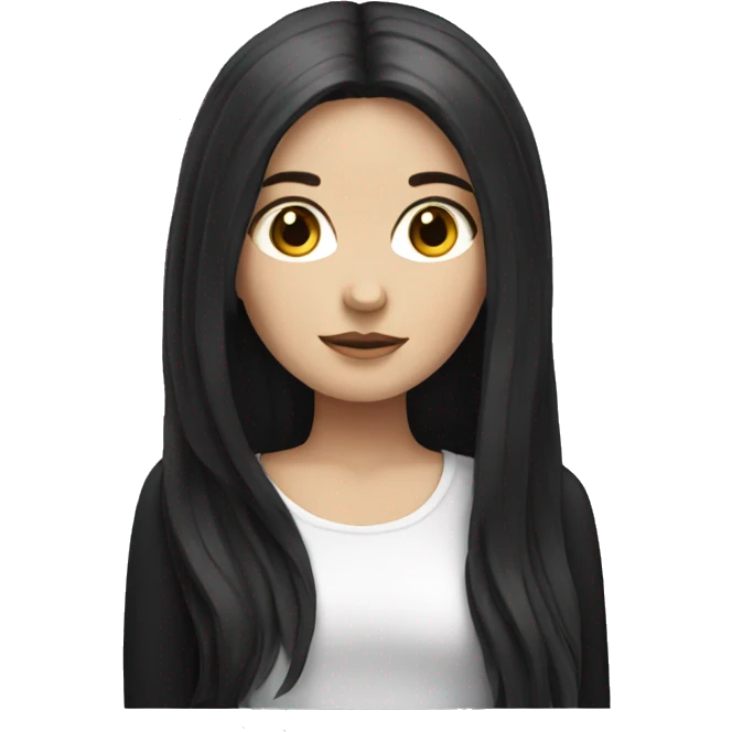 white girl with black long hair emoji