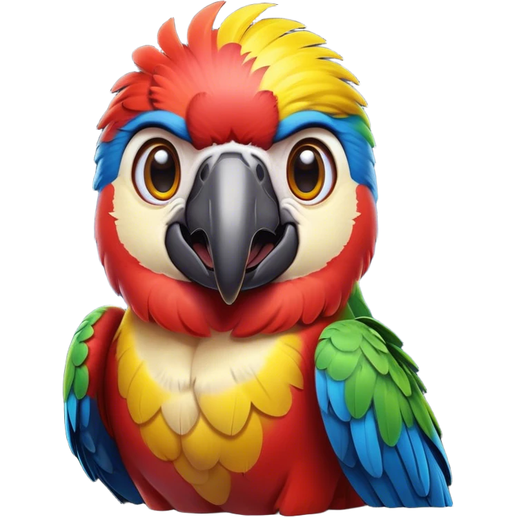 Cinematic Comical Macaw Portrait Emoji, Head tilted dramatically with an exaggeratedly shocked expression, featuring vibrant, bold plumage and wide, comically expressive eyes full of humorous disbelief, Simplified yet hilariously expressive features, highly detailed, glowing with a slightly sassy tropical glow, high shine, dramatic yet playful, stylized with an air of quirky avian attitude, soft glowing outline, capturing the essence of a meme-worthy macaw that looks ready to side-eye its way into viral fame! emoji