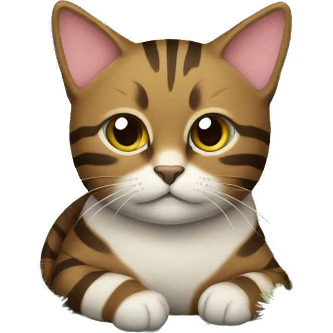 Brown striped cat sitting under a Christmas tree  emoji