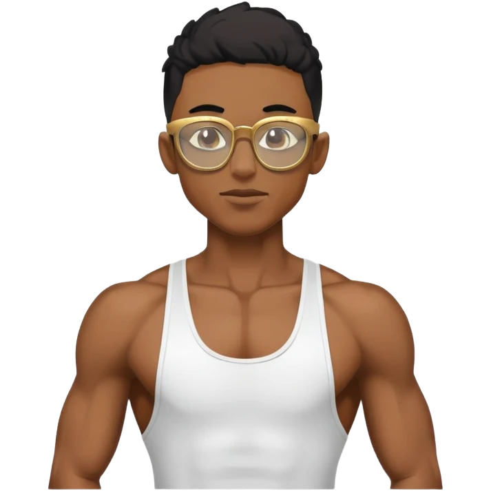 skinny black boy athlete in stringer with gold glasses emoji