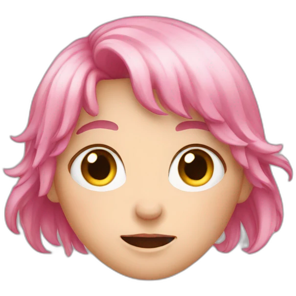 cry pink haired girl make heart with hand emoji