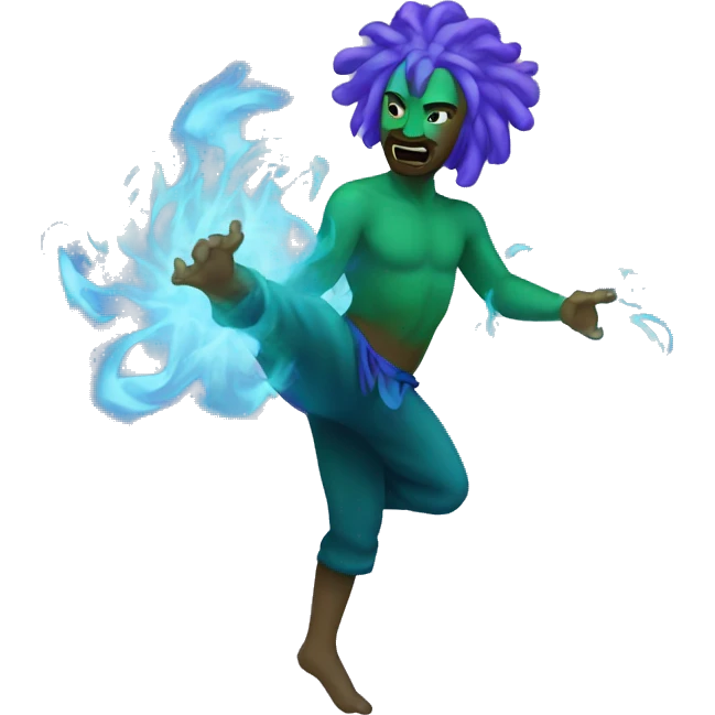 green blue and purple fire dancing emoji