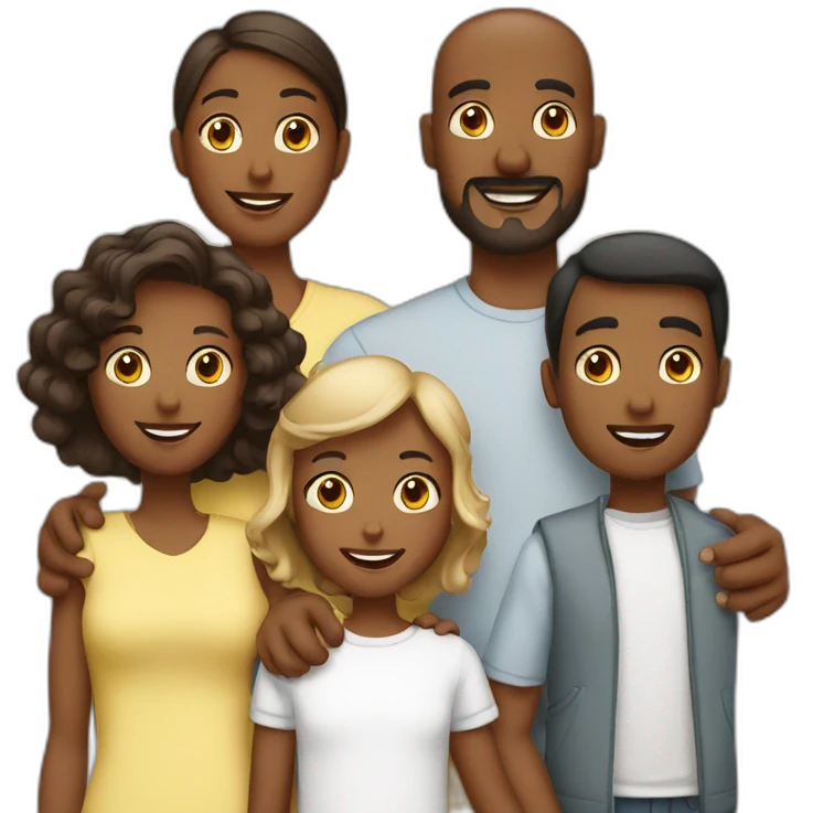 A family with 3 childrens and two parents emoji