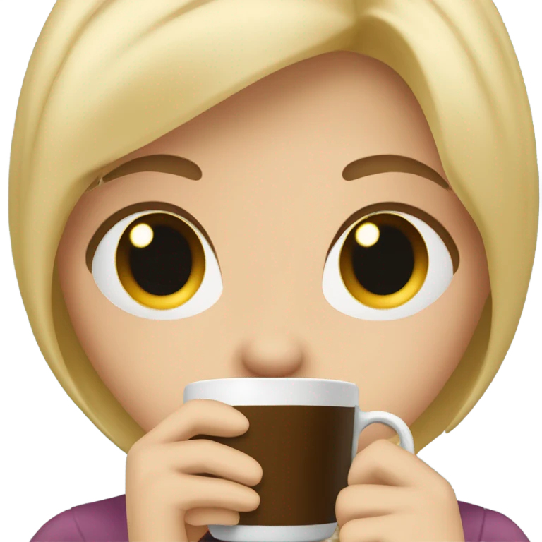 blonde girl drinking coffee emoji