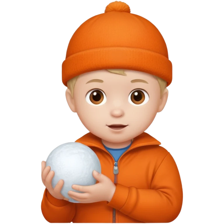 baby boy in orange with snowball











 emoji