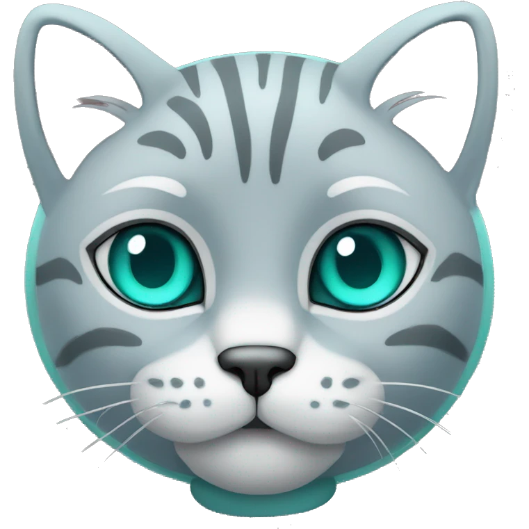 plush gray cat with turquoise eyes emoji