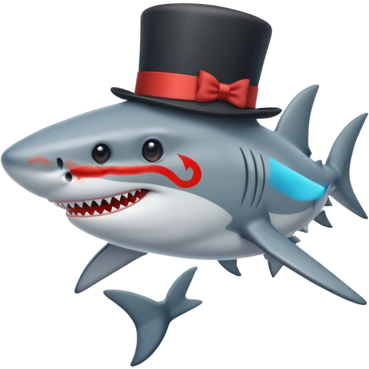 Shark with a top hat emoji