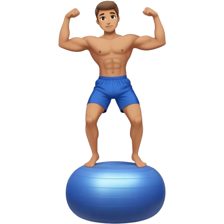 fit man with blue shorts stability-ball balance emoji