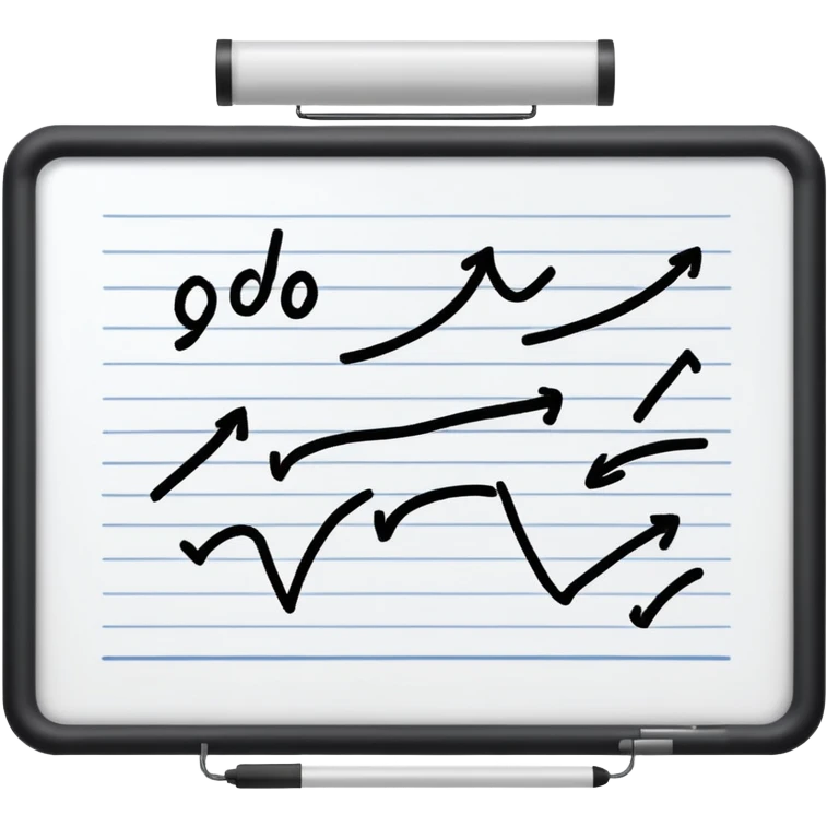 Whiteboard with wobbly lines indicating written notes emoji