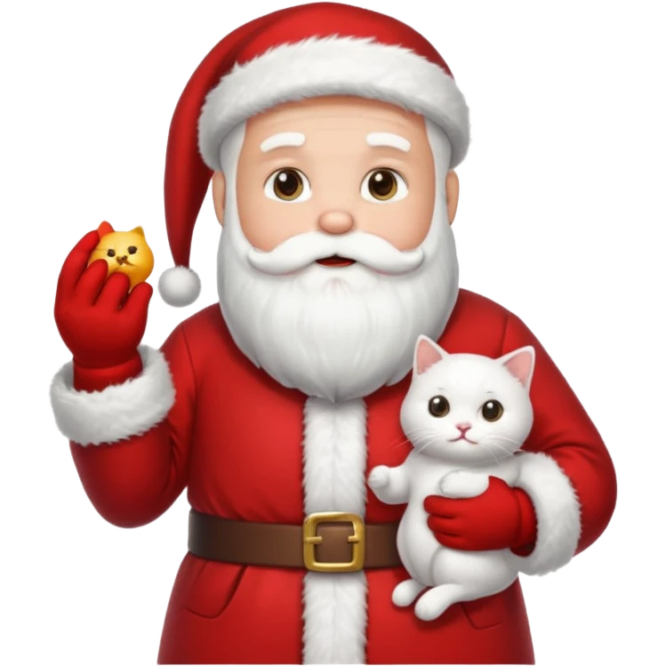 papanoel con gato blanco emoji