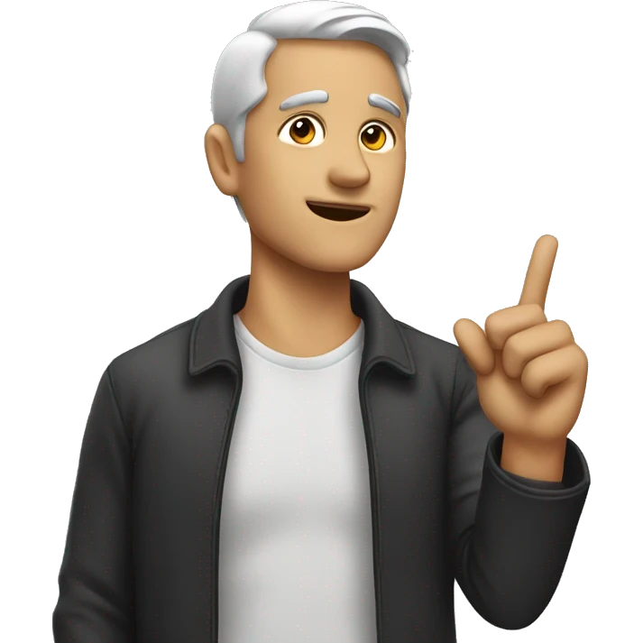 man pointing to ear emoji