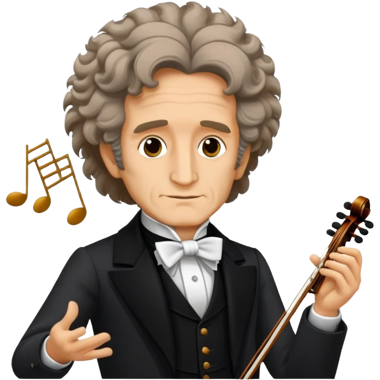 Hector Berlioz with wild hair conducting an orchestra emoji