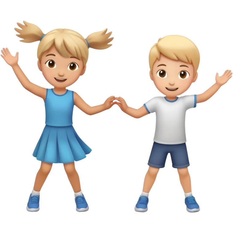 two children spinning each other by the hands, motion blur, happy and energetic emoji