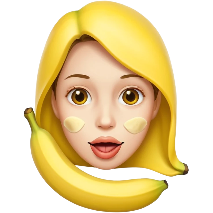 Frau nimmt geschälte Banane am Stück in den Mund emoji