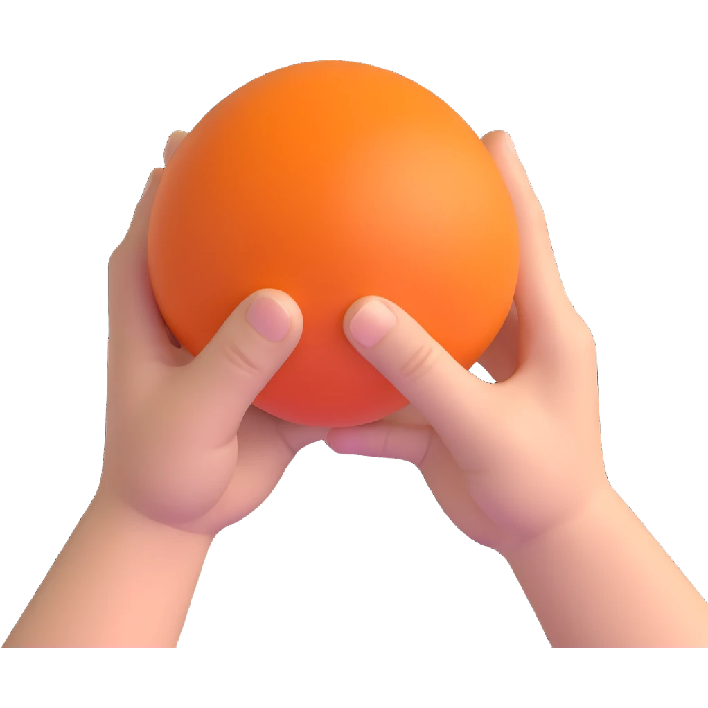 hand squeezing a stress ball, fingers pressing in emoji