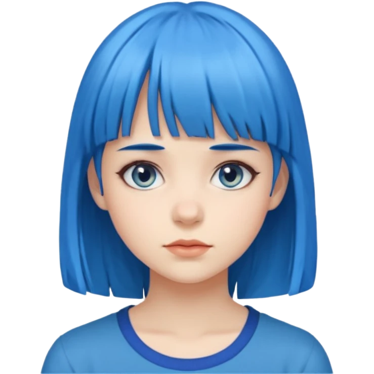 girl with bangs and blue hair just face emoji