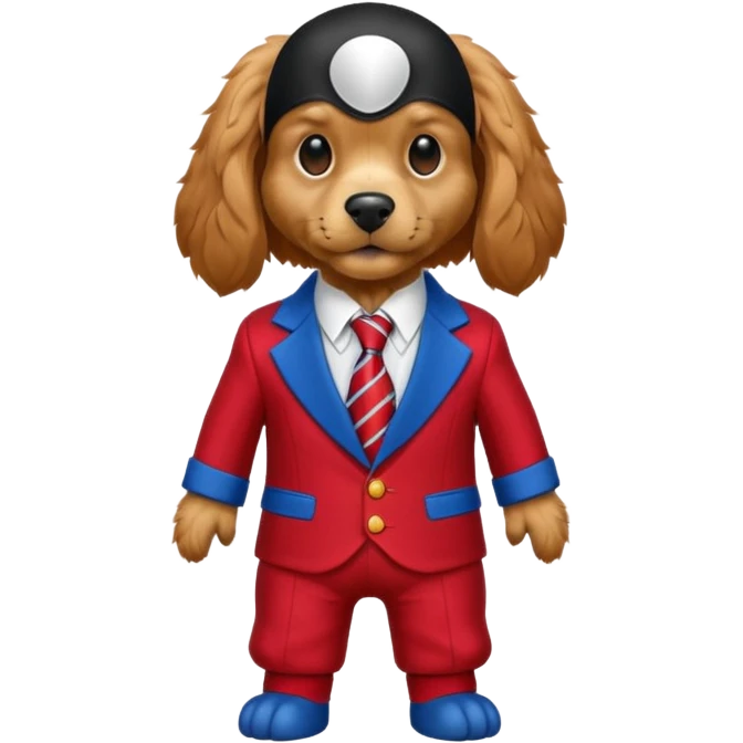 Cockerspaniel dog in spaiderman clothing golden emoji