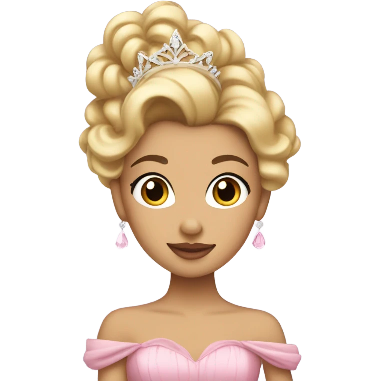 Princess with pink ballgown and light skin and big blonde hair updo pretty detailed realistic  emoji