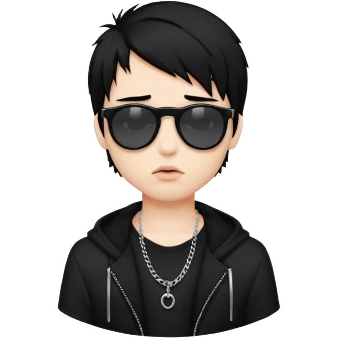 emo boy model with lip piercing sunglasses emoji