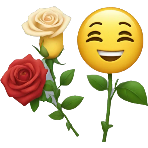 Smiling emojis holding a rose emoji