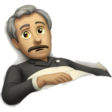 A sick man on a bed in 1870 emoji