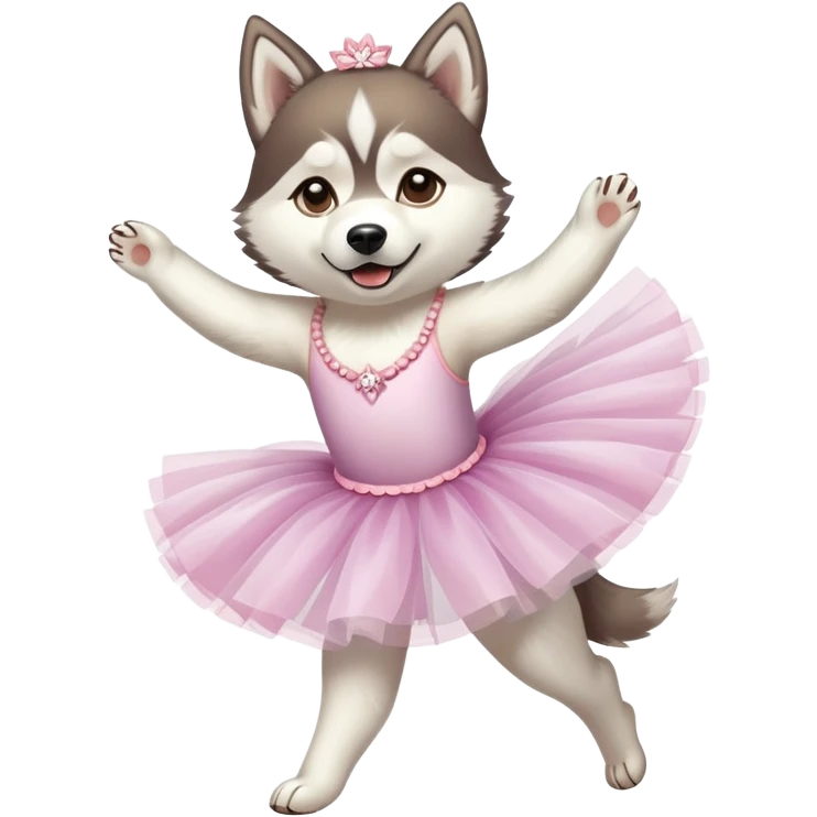 Siberian husky white and brown dancing ballet emoji