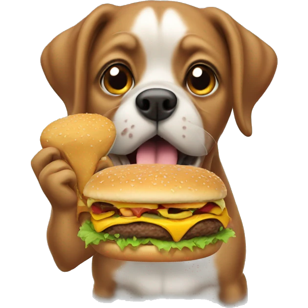 Dog eating hamburger  emoji