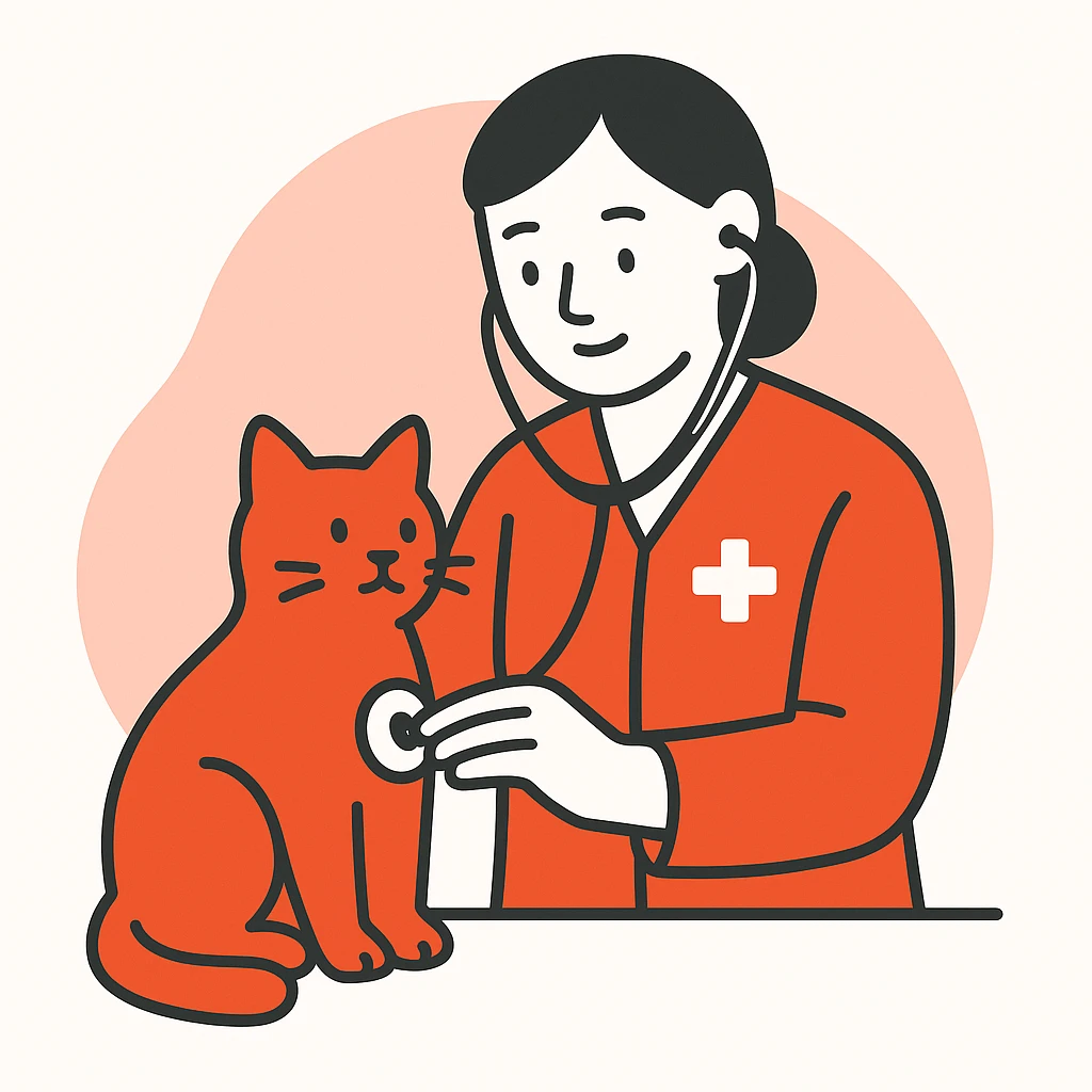 veterinarian examining a cat emoji