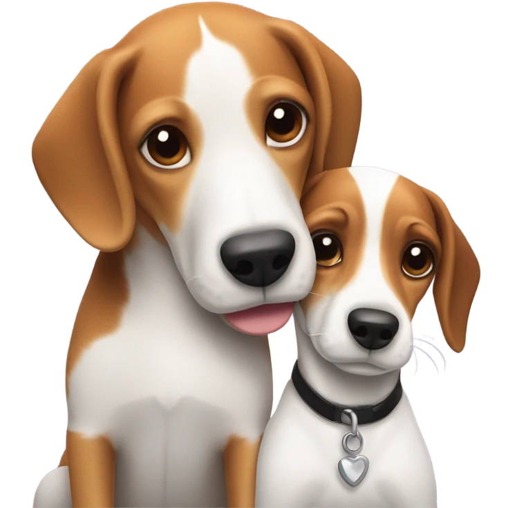 Beagle and a jack Russel hugging emoji