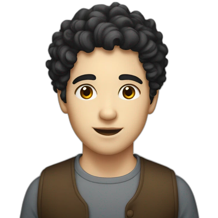 Young cobbler, white skin, black hair, curly hair,short hair, black eyes emoji
