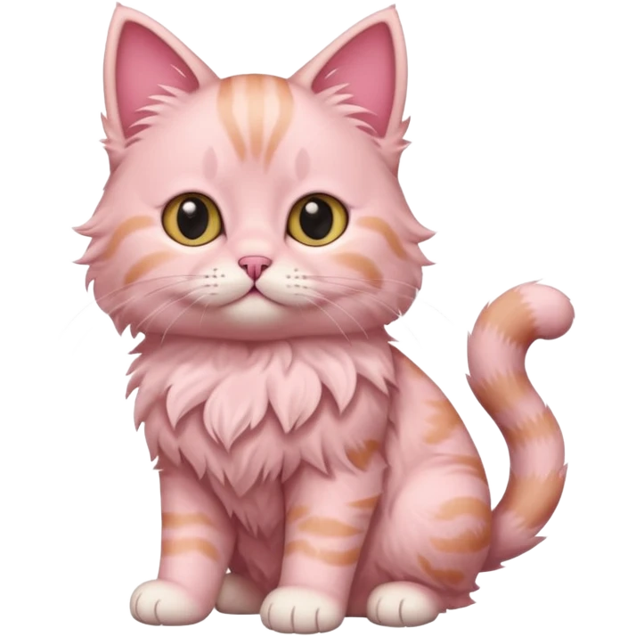 full body of baby American Bobtail pink cat  emoji
