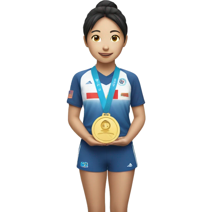 asian girl winning a medal emoji