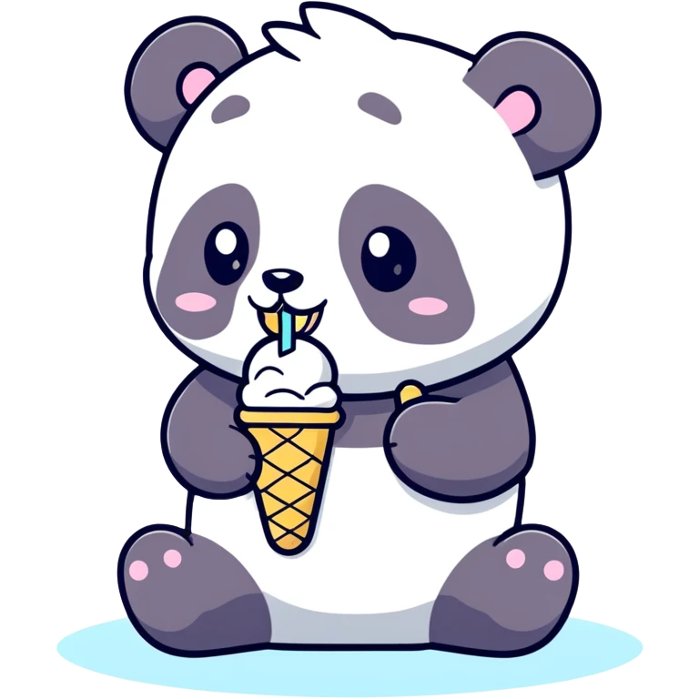 Panda eating ice cream emoji