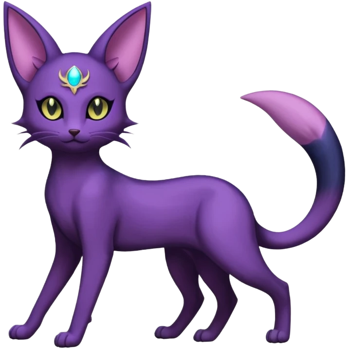 Magical Lunar Celestial Moon-powered Espeon-Umbreon-Purrloin-Delcatty-cat-fusion (full body) emoji