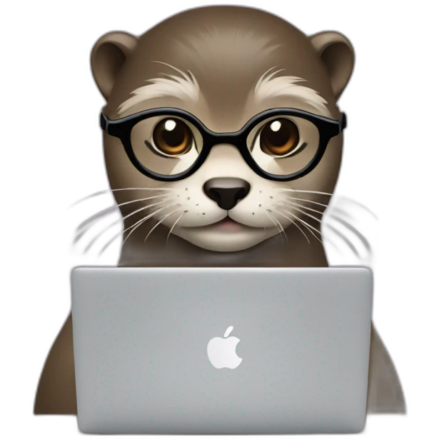 female vet otter with glasses use a macbook emoji