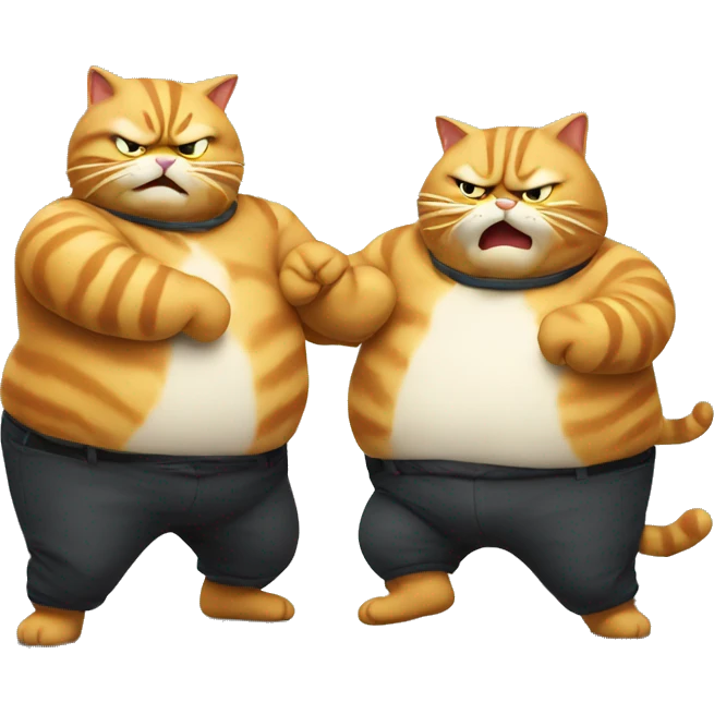 2 fat cats fighting emoji