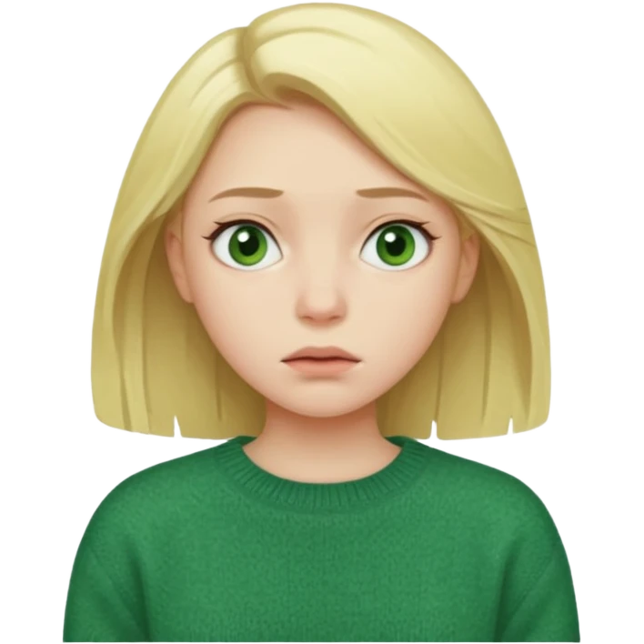 blonde girl has sore throat in green sweater emoji