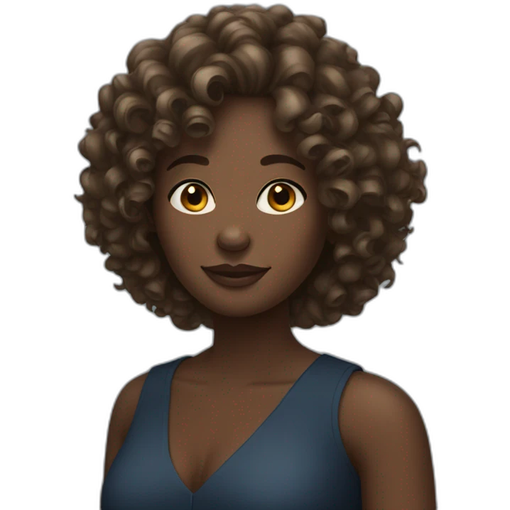 Curly hair dark skin woman emoji