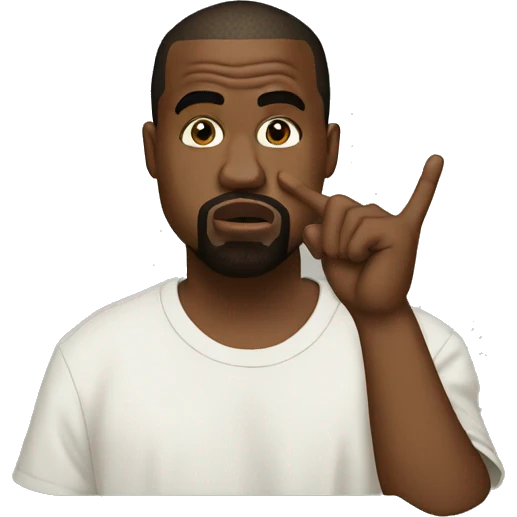 Kanye west with one finger on his mouth emoji