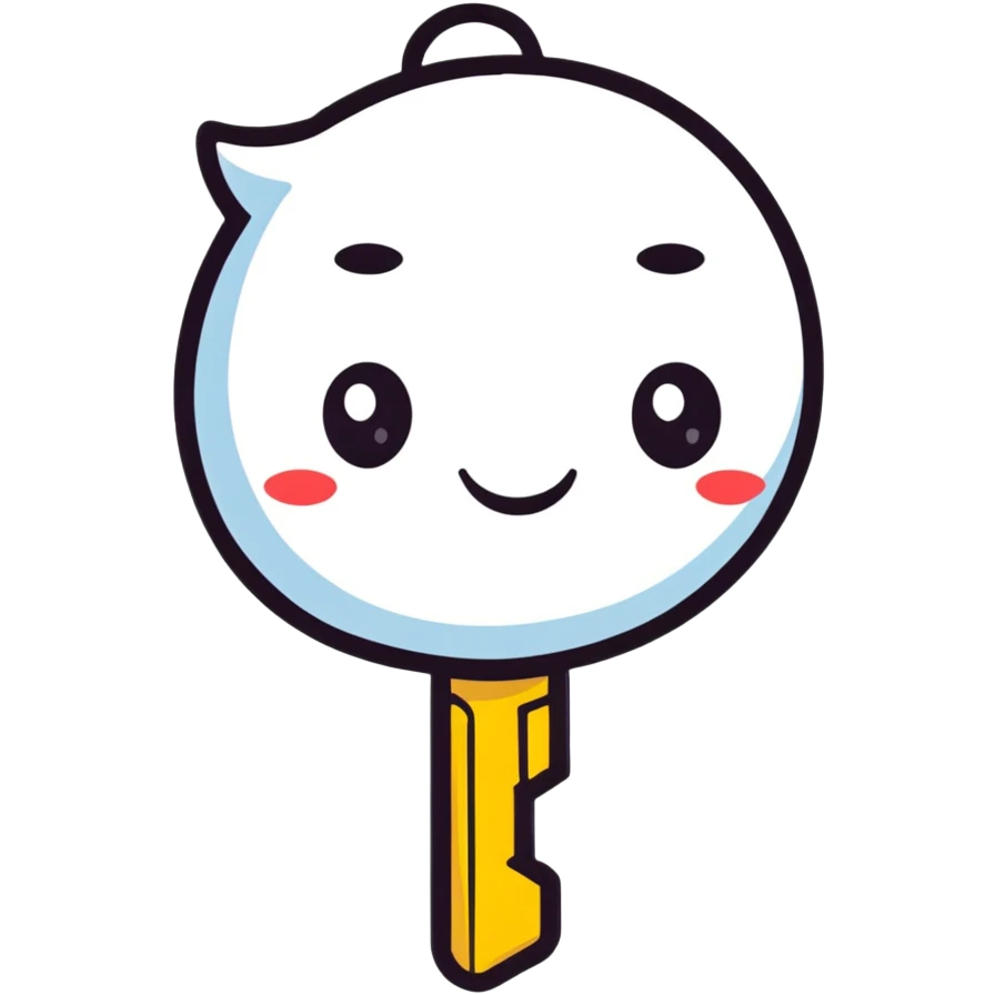 cute key character with smiling face emoji
