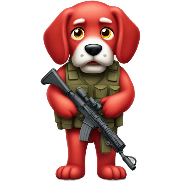 Clifford the giant bright red dog cartoon humanoid as a military sniper call of duty character standing alone emoji