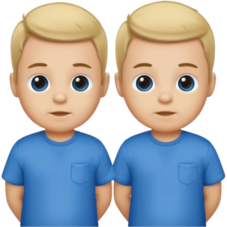 Twin baby boys with blue shirts on emoji