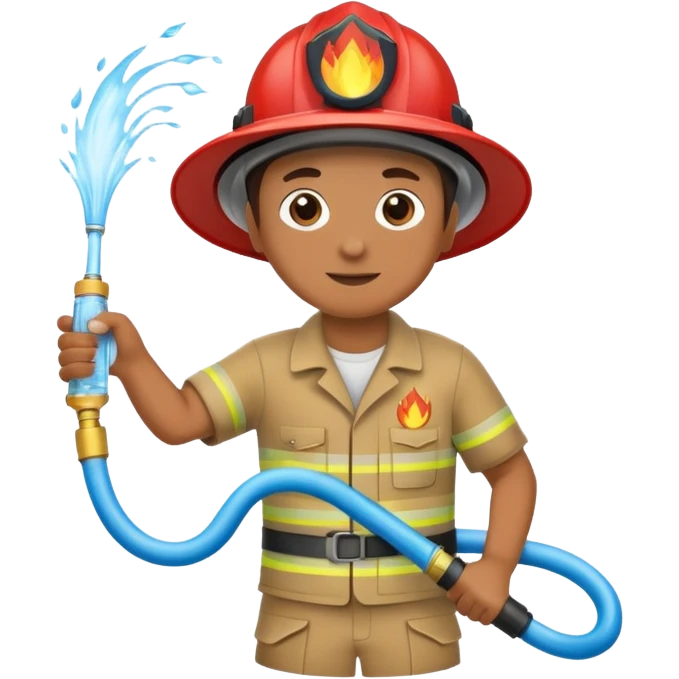 A hand holding a water hose and extinguishing the fire, no man emoji